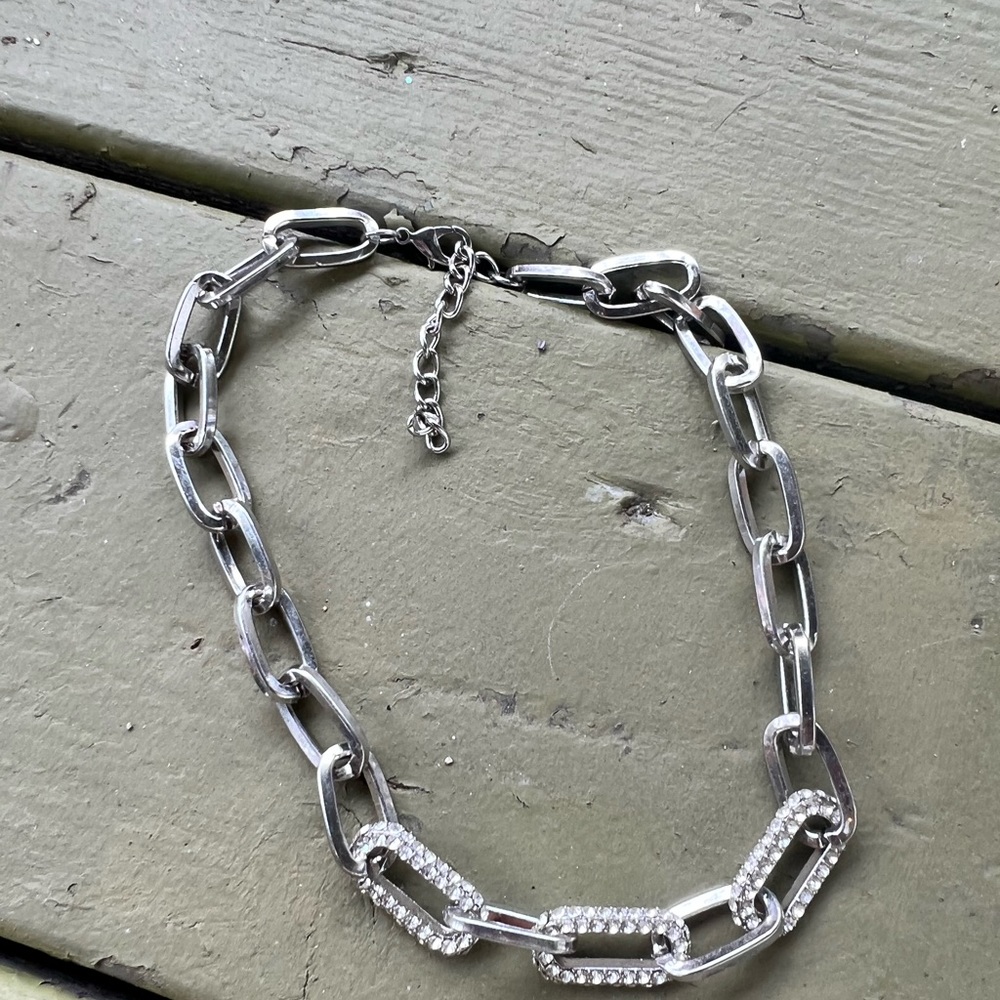 NEW silver plated chunky chain choker/ necklace - Picture 2 of 3
